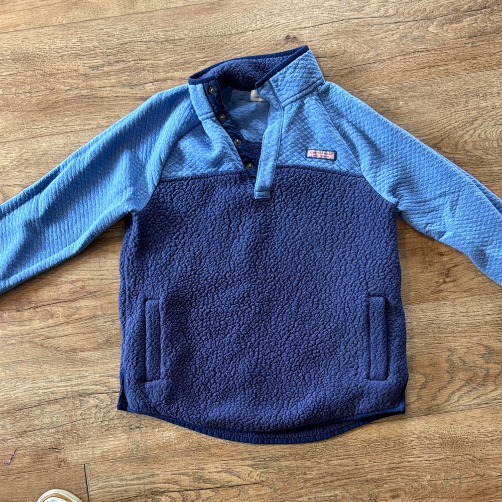 Vineyard Vines-Tone Blue Sherpa Pullover Fleece